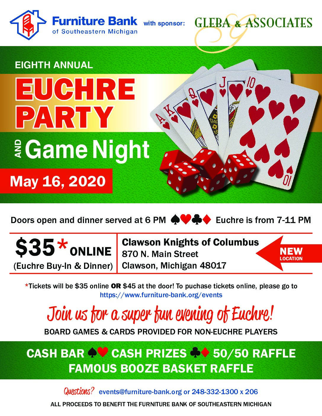 Annual Euchre Party And Game Night The Furniture Bank Of