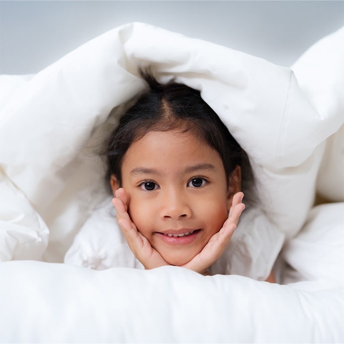 Girl on new bed