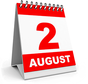 Flip calendar showing August 2